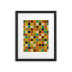Midcentury Modern Mosaic - Geometric Pattern in Mid Century Mod Olive, Orange, Teal, and Mustard Framed Art Print Gallery Image 6
