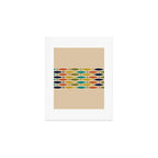 Midcentury Modern Multicolor Fish Stripe Pattern in Olive, Mustard, Orange, Teal, Beige Art Print Gallery Image 1
