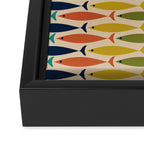  Midcentury Modern Multicolor Fish Stripes Pattern in Olive, Mustard, Orange, Teal, Beige Framed Canvas Print Gallery Image 3