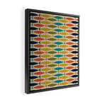  Midcentury Modern Multicolor Fish Stripes Pattern in Olive, Mustard, Orange, Teal, Beige Framed Canvas Print Gallery Image 2