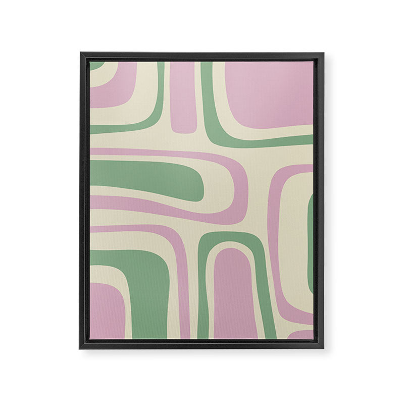 Mid-Century Modern Palm Springs Abstract Pattern Lavender Green Framed Canvas Print Gallery Image 8
