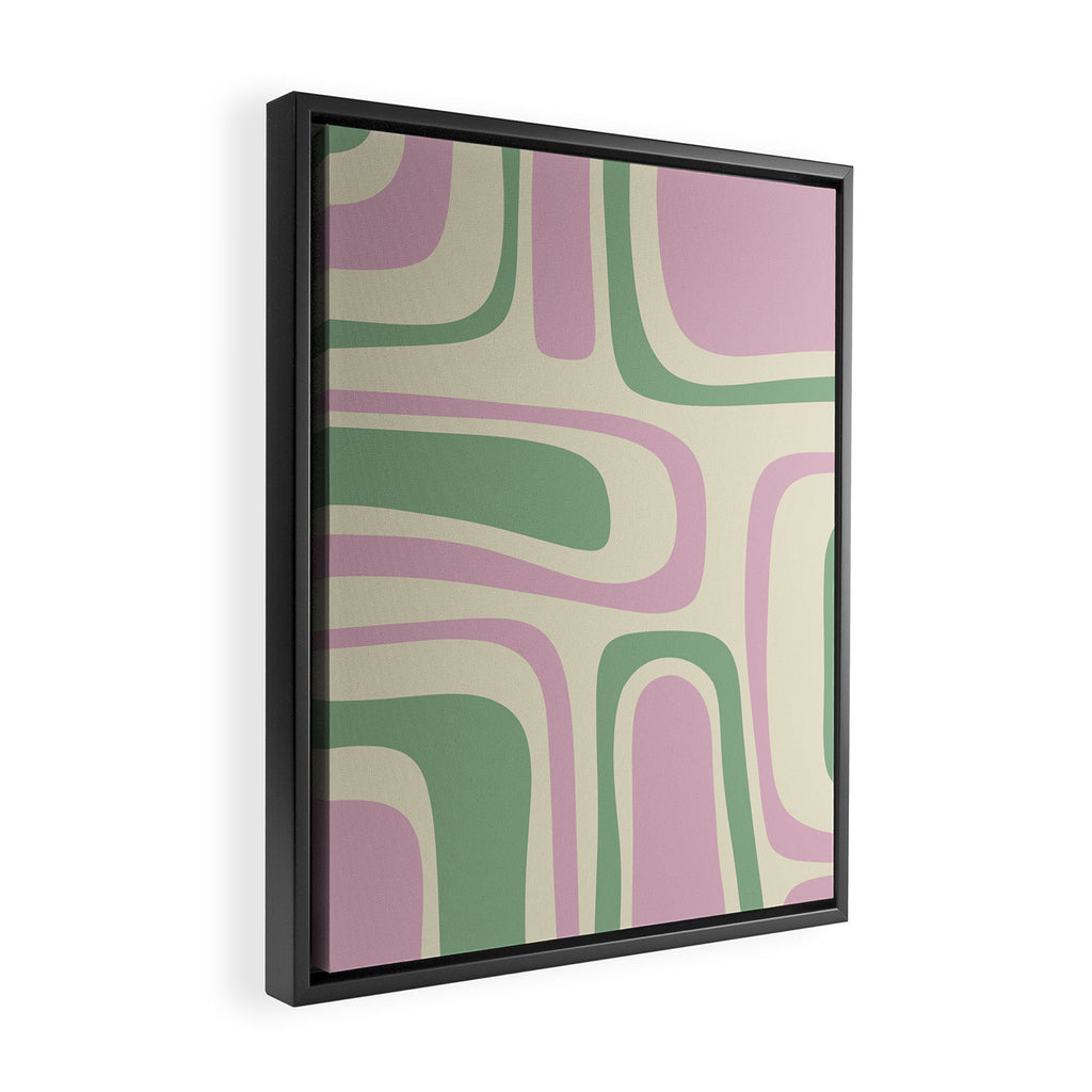 Mid-Century Modern Palm Springs Abstract Pattern Lavender Green Framed Canvas Print Gallery Image 2