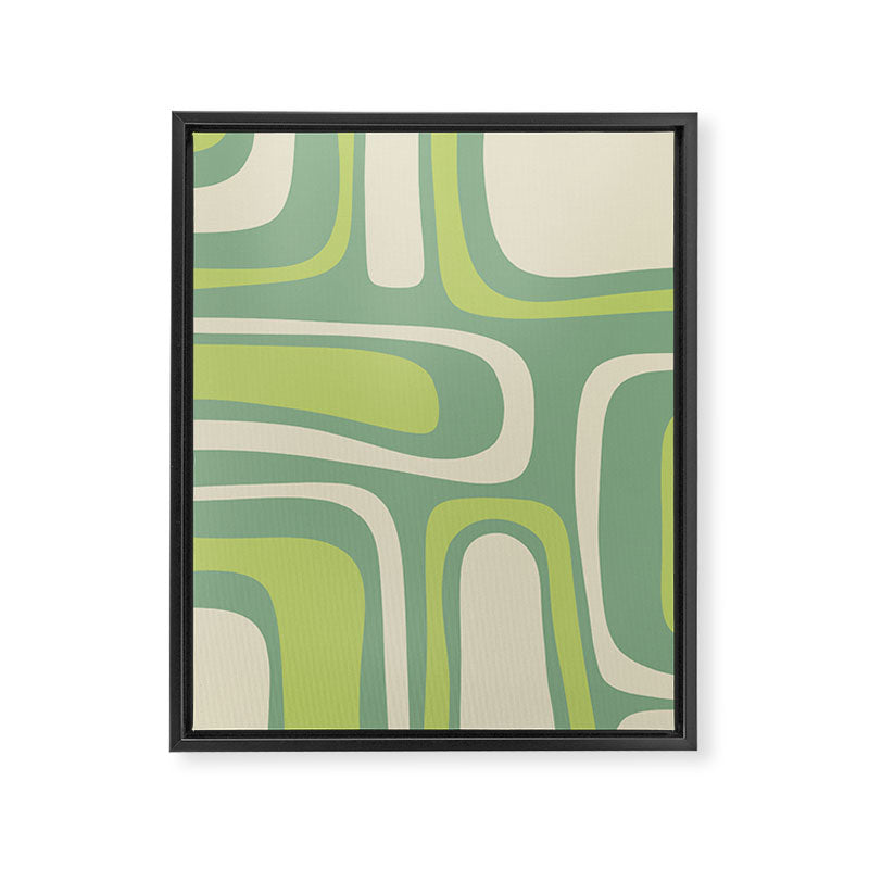 Mid-Century Modern Palm Springs Abstract Pattern Light Lime Jade Green Framed Canvas Print Gallery Image 8