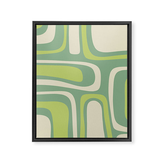 Mid-Century Modern Palm Springs Abstract Pattern Light Lime Jade Green Framed Canvas Print Gallery Image 1