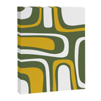 Mid-Century Modern Palm Springs Abstract Pattern Olive Green and Mustard Canvas Print Gallery Image 8