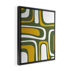 Mid-Century Modern Palm Springs Abstract Pattern Olive Green and Mustard Framed Canvas Print Gallery Image 2