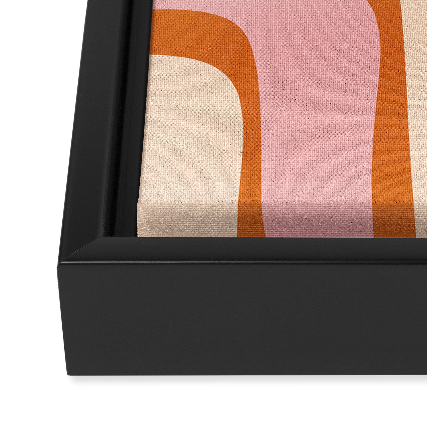 Mid-Century Modern Palm Springs Abstract Pattern Pink Orange Cream Framed Canvas Print Gallery Image 3