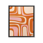 Mid-Century Modern Palm Springs Abstract Pattern Pink Orange Cream Framed Canvas Print Gallery Image 8