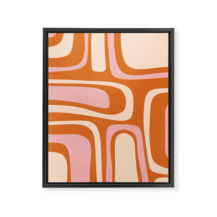 Mid-Century Modern Palm Springs Abstract Pattern Pink Orange Cream Framed Canvas Print Gallery Image 1