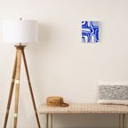 Mid-Century Modern Palm Springs Abstract Pattern Royal Blue Light Blue and White Canvas Print Gallery Image 2