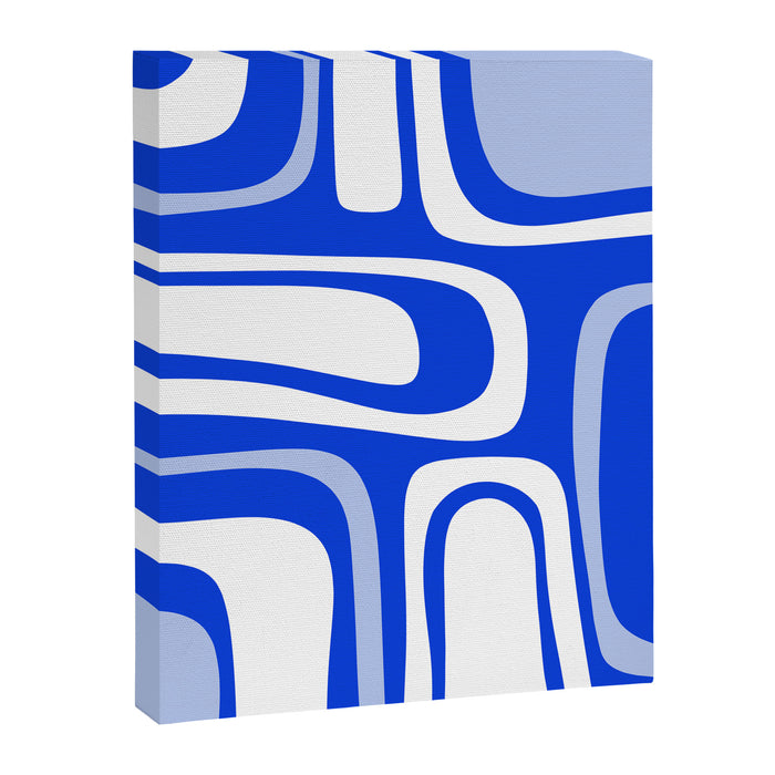 Mid-Century Modern Palm Springs Abstract Pattern Royal Blue Light Blue and White Canvas Print Gallery Image 1