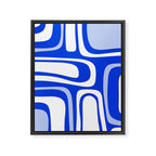 Mid-Century Modern Palm Springs Abstract Pattern Royal Blue Light Blue and White Framed Canvas Print Gallery Image 8