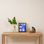 Mid-Century Modern Palm Springs Abstract Pattern Royal Blue Light Blue and White Framed Canvas Print Gallery Image 4