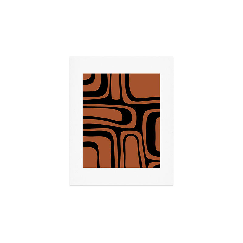 Mid-Century Modern Palm Springs Abstract Rust and Black Pattern  Art Print Gallery Image 1