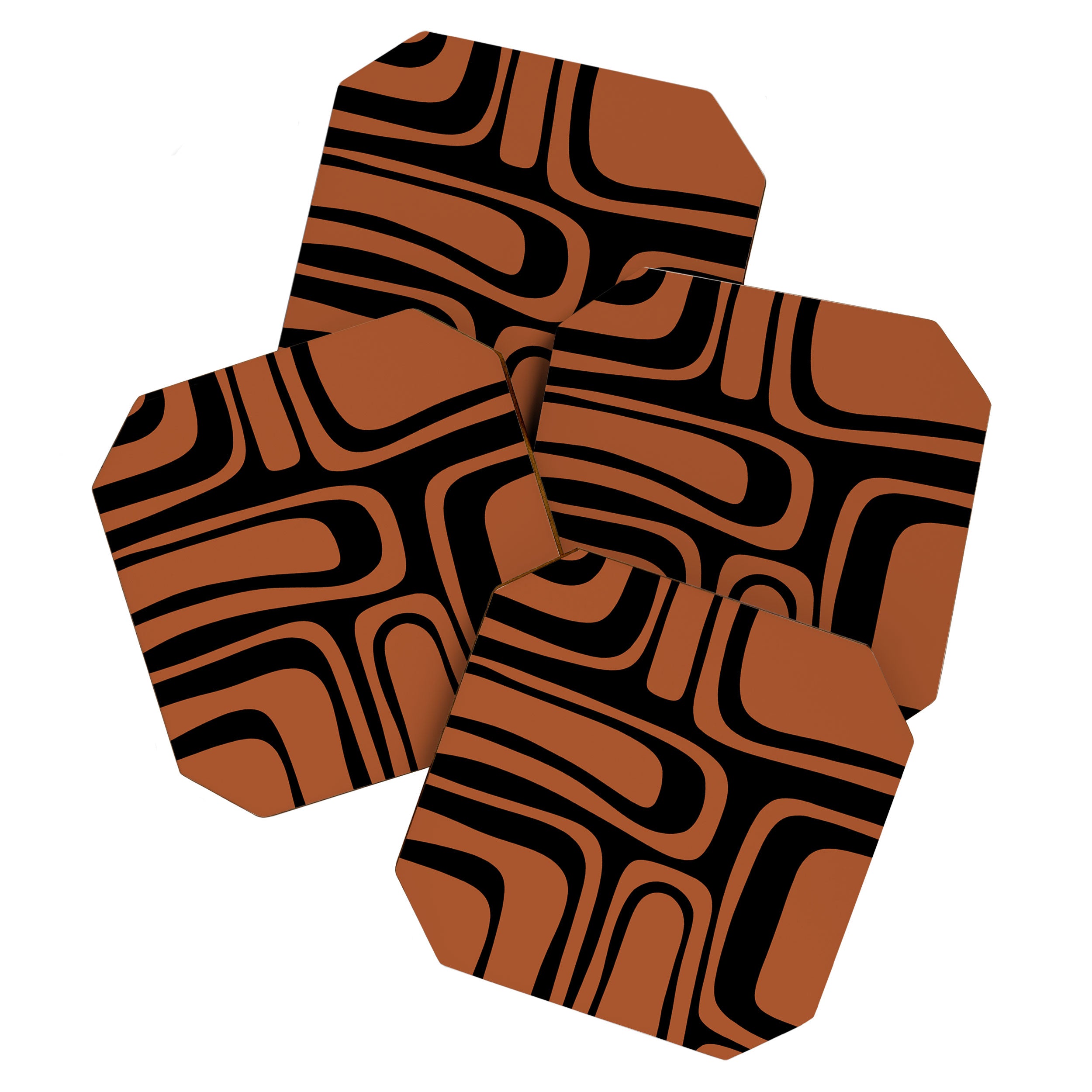 Mid-Century Modern Palm Springs Abstract Rust and Black Pattern  Coaster Gallery Image 1