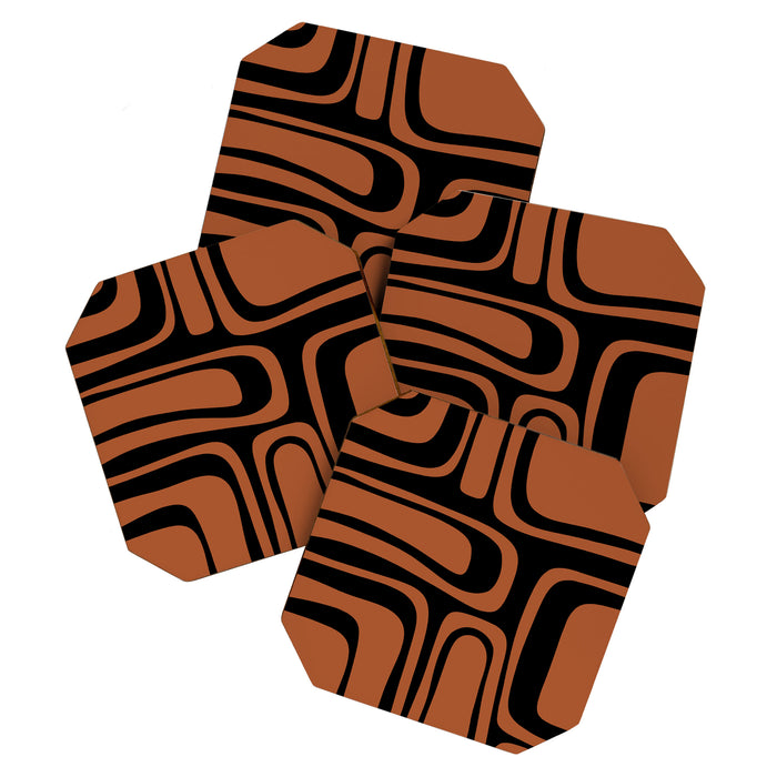 Mid-Century Modern Palm Springs Abstract Rust and Black Pattern  Coaster Gallery Image 1