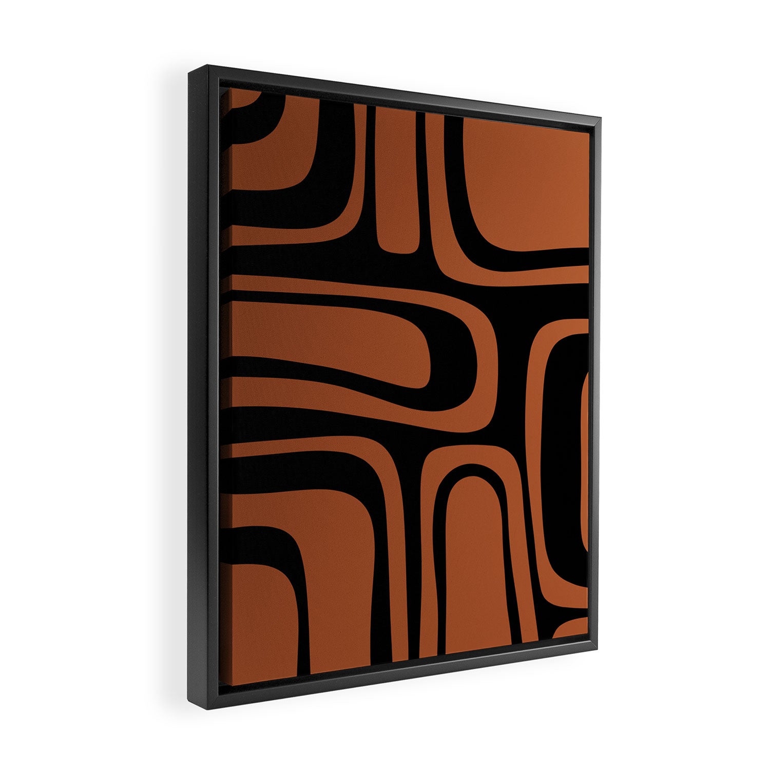 Mid-Century Modern Palm Springs Abstract Rust and Black Pattern  Framed Canvas Print Gallery Image 2