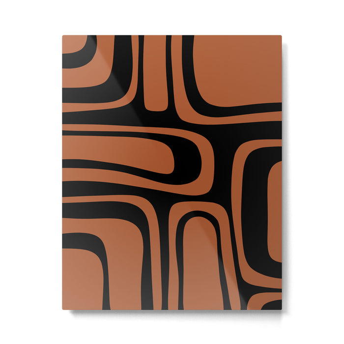 Mid-Century Modern Palm Springs Abstract Rust and Black Pattern  Metal Print Gallery Image 1
