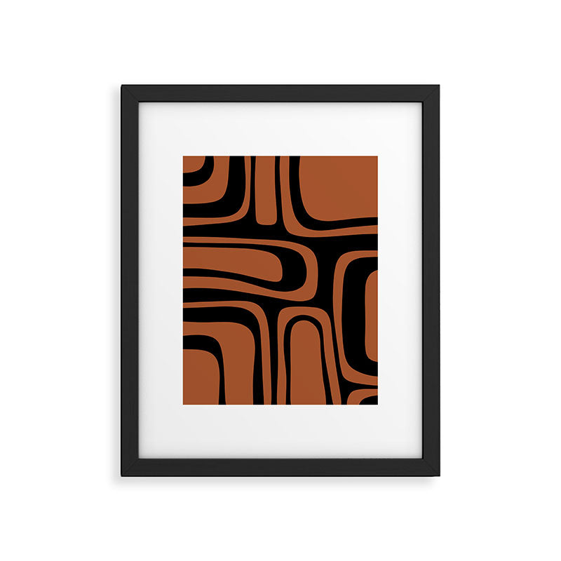 Mid-Century Modern Palm Springs Abstract Rust and Black Pattern  Framed Art Print Gallery Image 6