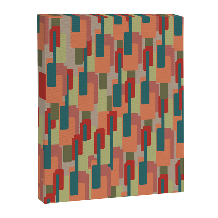 Mid-Century Modern Pierre Pattern in Midcentury Mod Teal, Olive, Peach, Sage, Red, and Taupe Canvas Print Gallery Image 1