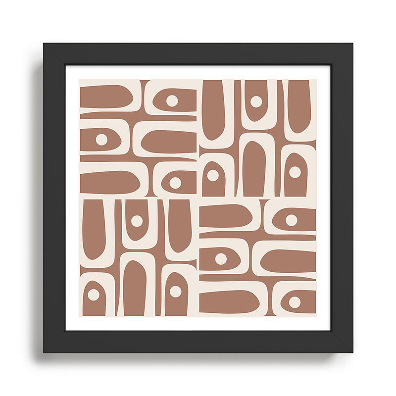 Midcentury Modern Piquet 4 Inspired by PANTONE 17 1230 Color of the Year Mocha Mousse Framed Art Print Gallery Image 1
