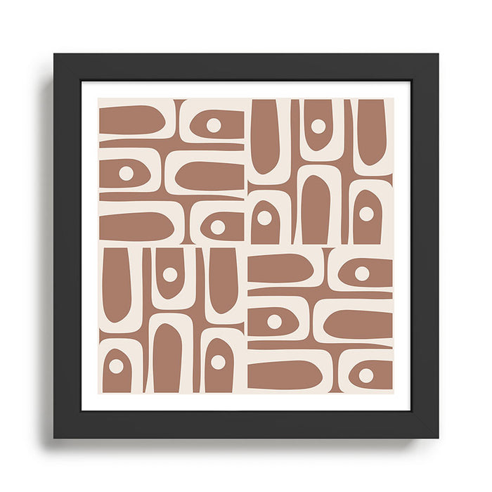 Midcentury Modern Piquet 4 Inspired by PANTONE 17 1230 Color of the Year Mocha Mousse Framed Art Print Gallery Image 1