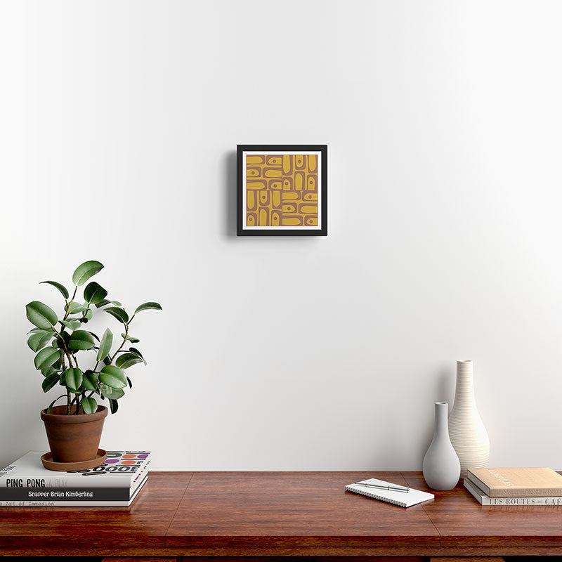 Midcentury Modern Piquet 7 Inspired by PANTONE 17 1230 Color of the Year Mocha Mousse Framed Art Print Gallery Image 2