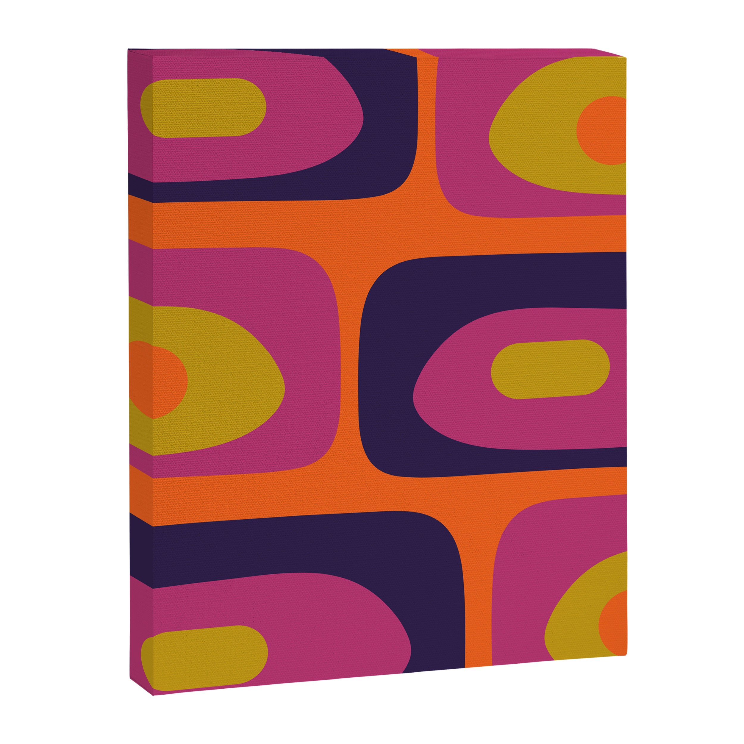 Mid-Century Modern Piquet Colorful Retro Abstract Orange Lime Avocado Blue Magenta Canvas Print Gallery Image 8
