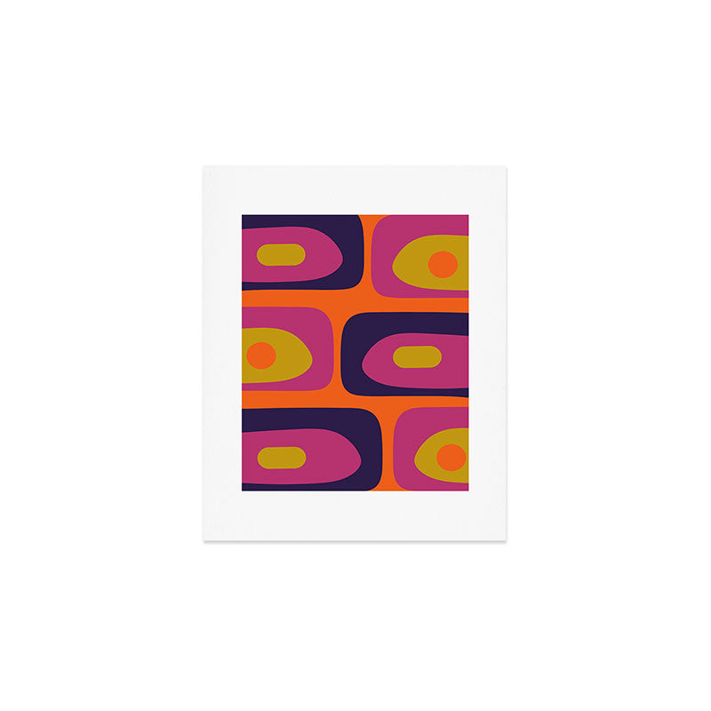Mid-Century Modern Piquet Colorful Retro Abstract Orange Lime Avocado Blue Magenta Art Print Gallery Image 1