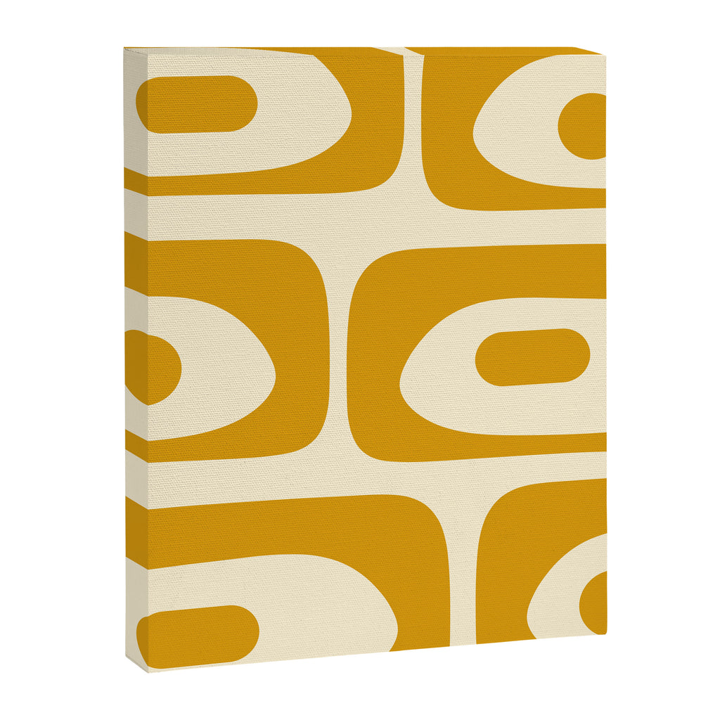 Mid-Century Modern Piquet Minimalist Abstract Pattern in Honey Mustard and Cream Canvas Print Gallery Image 8