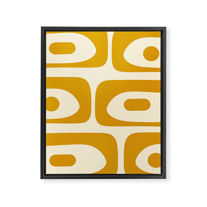 Mid-Century Modern Piquet Minimalist Abstract Pattern in Honey Mustard and Cream Framed Canvas Print Gallery Image 8