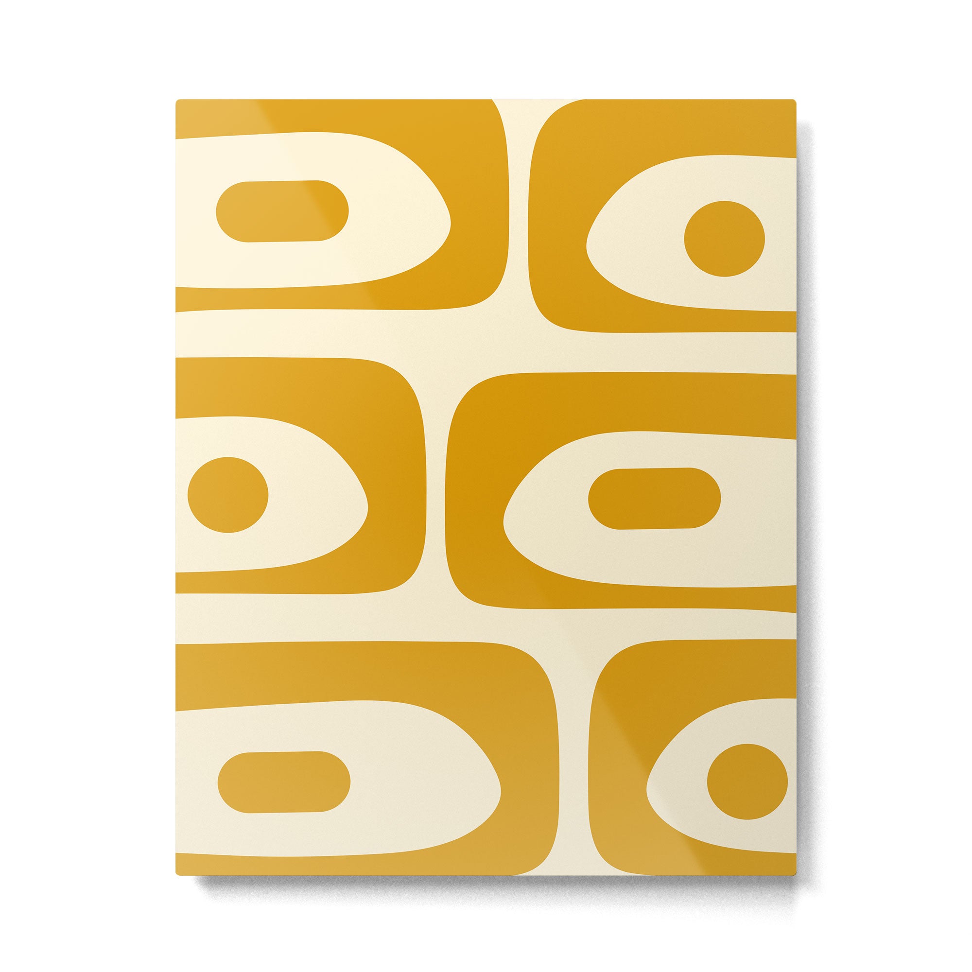 Mid-Century Modern Piquet Minimalist Abstract Pattern in Honey Mustard and Cream Metal Print Gallery Image 6