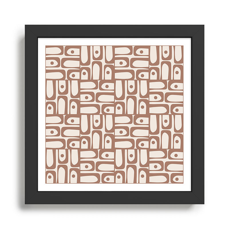 Midcentury Modern Piquet Inspired by PANTONE 17 1230 Color of the Year Mocha Mousse Framed Art Print Gallery Image 1