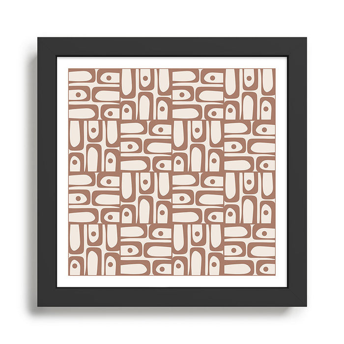 Midcentury Modern Piquet Inspired by PANTONE 17 1230 Color of the Year Mocha Mousse Framed Art Print Gallery Image 1