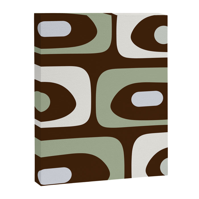 Mid-Century Modern Piquet Minimalist Abstract in Brown, Sage, Pale Gray, and Off White Canvas Print Gallery Image 1