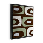 Mid-Century Modern Piquet Minimalist Abstract in Brown, Sage, Pale Gray, and Off White Framed Canvas Print Gallery Image 2