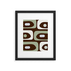 Mid-Century Modern Piquet Minimalist Abstract in Brown, Sage, Pale Gray, and Off White Framed Art Print Gallery Image 6