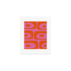 Mid-Century Modern Piquet Minimalist Abstract in Hot Pink and Retro Red Orange Art Print Gallery Image 1