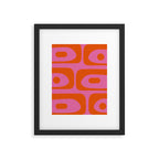 Mid-Century Modern Piquet Minimalist Abstract in Hot Pink and Retro Red Orange Framed Art Print Gallery Image 6