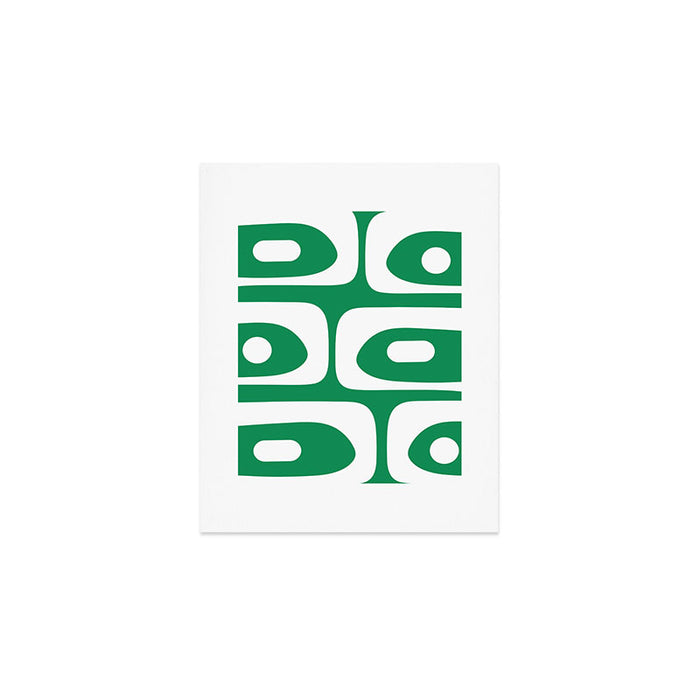 Mid-Century Modern Piquet Minimalist Abstract in Kelly Green and White Art Print Gallery Image 1