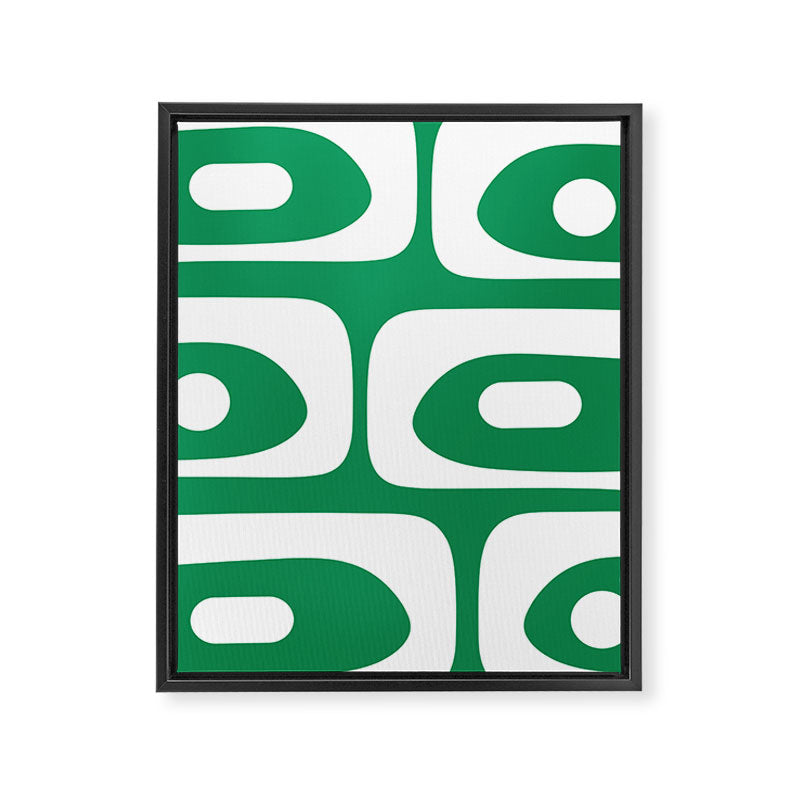 Mid-Century Modern Piquet Minimalist Abstract in Kelly Green and White Framed Canvas Print Gallery Image 8