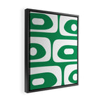 Mid-Century Modern Piquet Minimalist Abstract in Kelly Green and White Framed Canvas Print Gallery Image 2