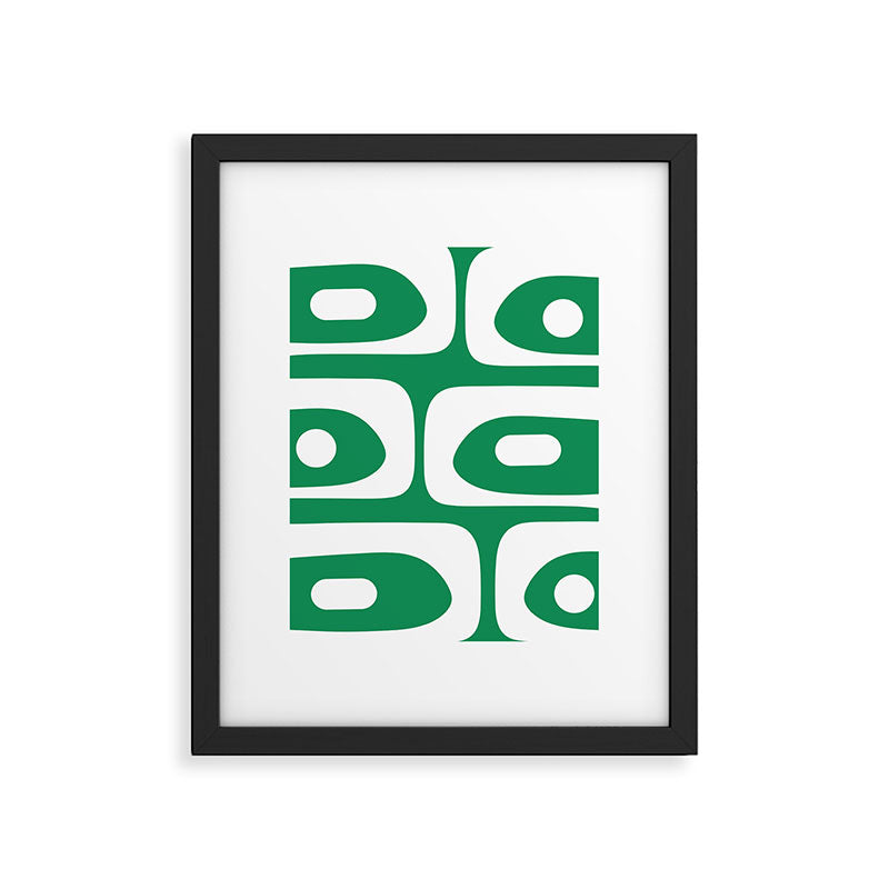 Mid-Century Modern Piquet Minimalist Abstract in Kelly Green and White Framed Art Print Gallery Image 6