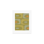 Mid-Century Modern Piquet Minimalist Abstract in Muted Retro Olive Green Celadon Orange Art Print Gallery Image 1