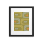 Mid-Century Modern Piquet Minimalist Abstract in Muted Retro Olive Green Celadon Orange Framed Art Print Gallery Image 6