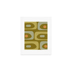 Mid-Century Modern Piquet Minimalist Abstract in Retro Olive Green Celadon Orange Art Print Gallery Image 1