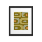 Mid-Century Modern Piquet Minimalist Abstract in Retro Olive Green Celadon Orange Framed Art Print Gallery Image 6