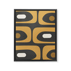 Mid-Century Modern Piquet Minimalist Abstract Pattern in Charcoal Gray, Muted Mustard Gold, and Cream Framed Canvas Print Gallery Image 8