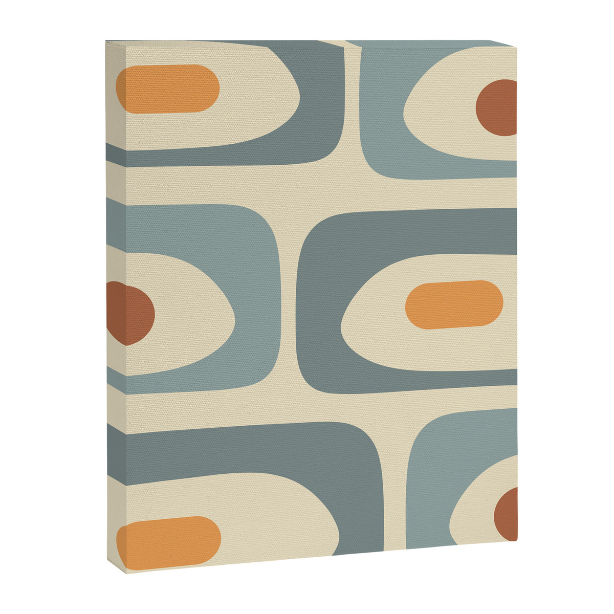 Mid-Century Modern Piquet Minimalist Abstract Pattern in Cream Slate Blue Orange Rust Canvas Print Gallery Image 8