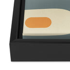 Mid-Century Modern Piquet Minimalist Abstract Pattern in Cream Slate Blue Orange Rust Framed Canvas Print Gallery Image 3